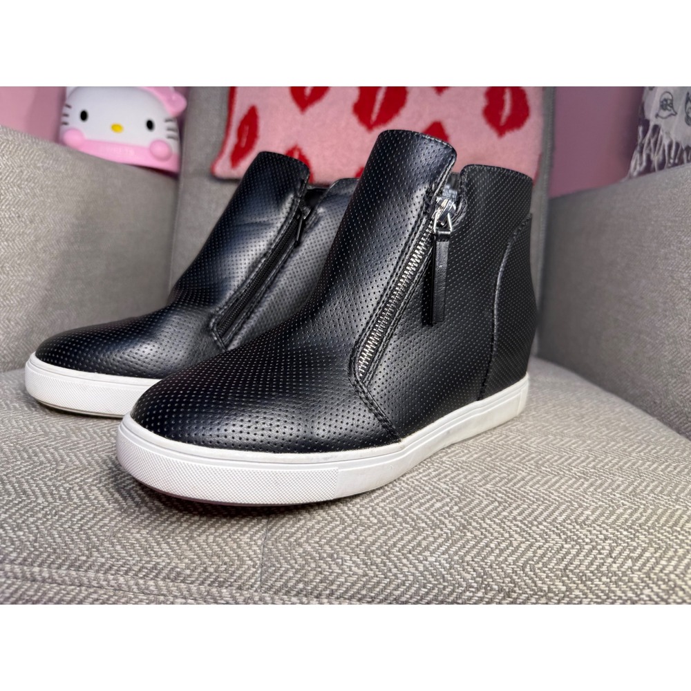 Lane Bryant Black‎ Perforated Hidden Wedge Sneakers High Top Zip Shoes 10W